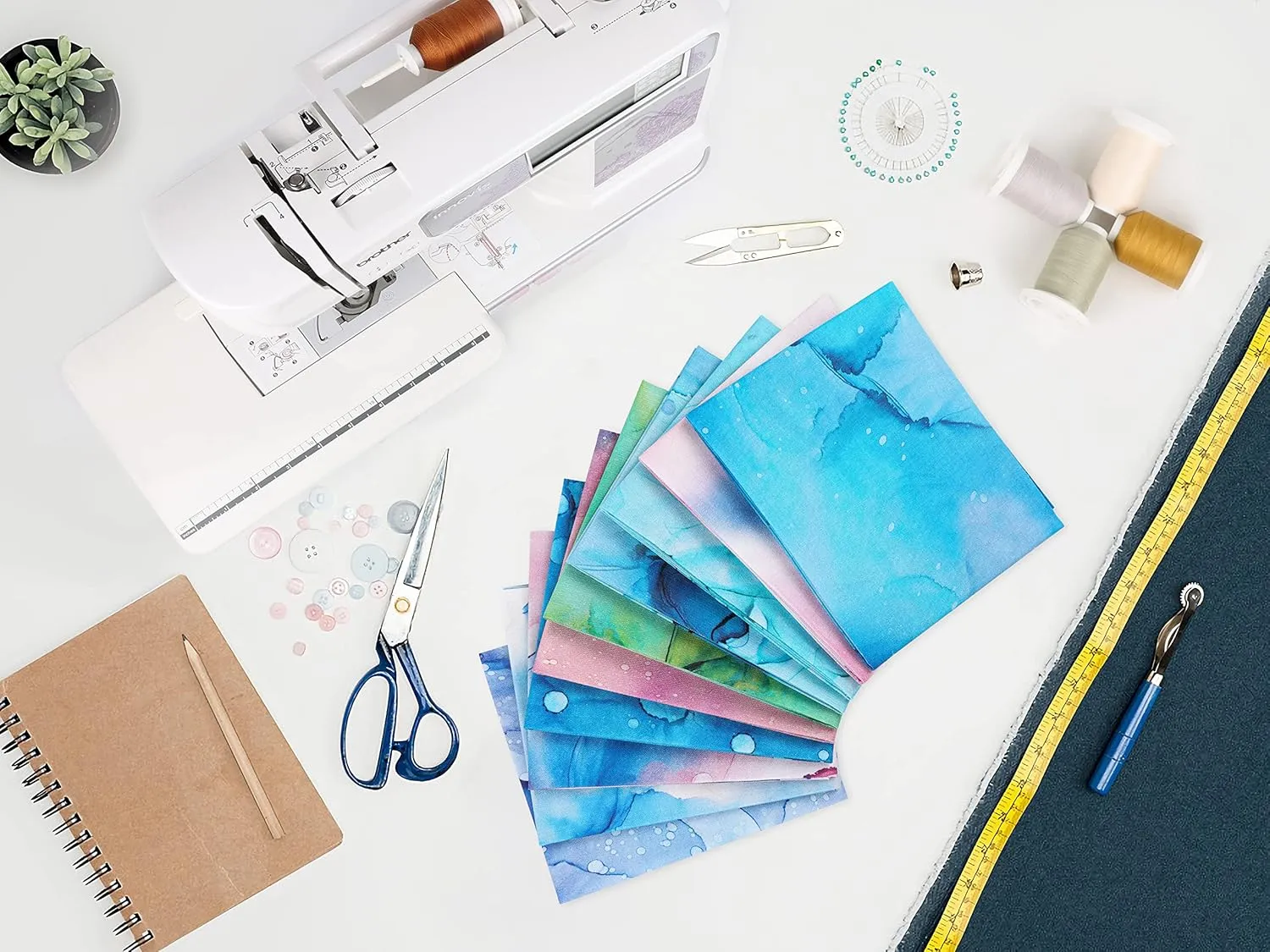 Craftido -25 Options- 100% Cotton Quilting Fabric Bundles 10pcs Fat Quarters 18”x21”-Medium Weight 5.2 oz- for Quilting, Sewing Project, Patchwork, DIY Crafts - Rainbow Inks