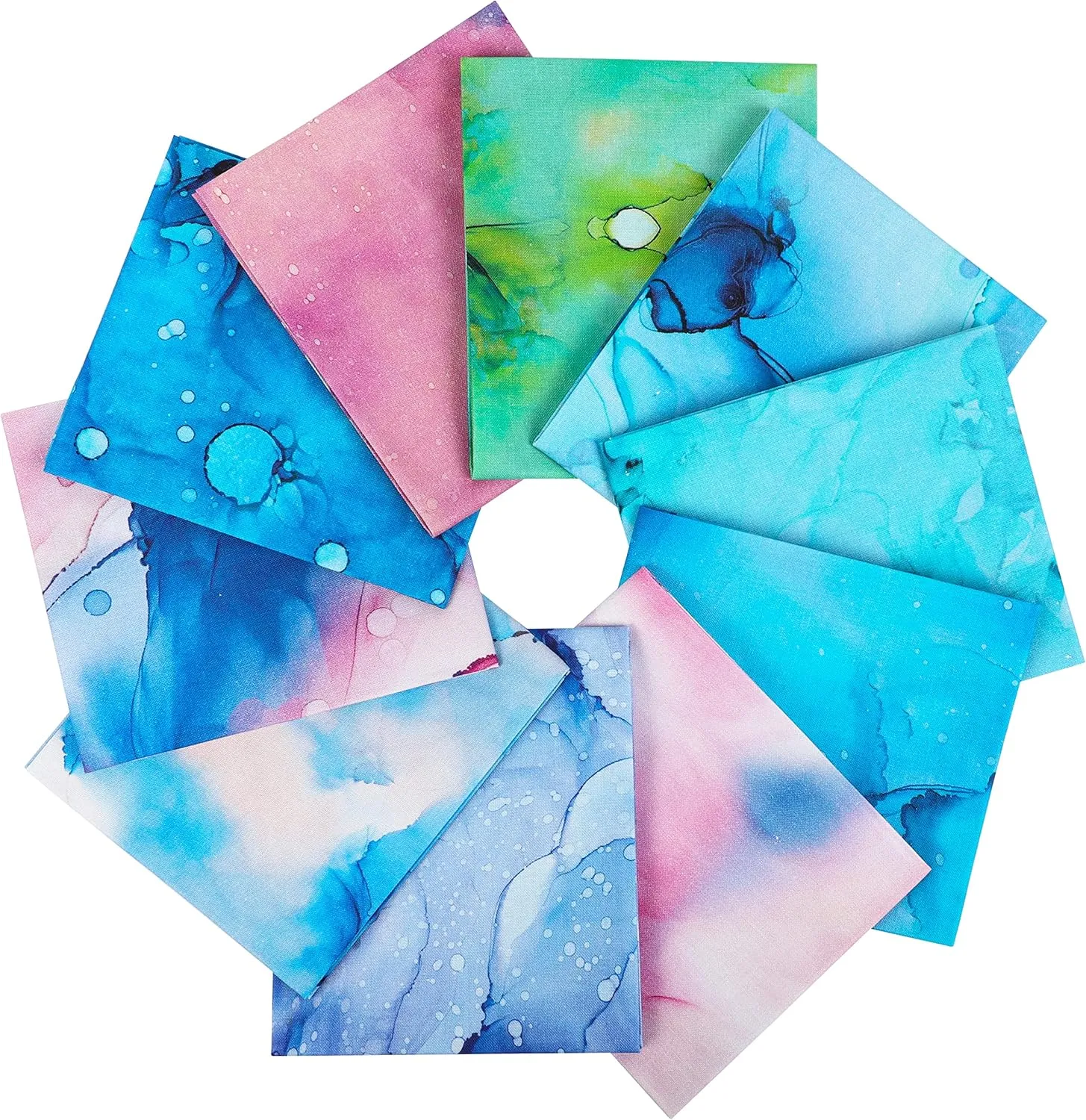 Craftido -25 Options- 100% Cotton Quilting Fabric Bundles 10pcs Fat Quarters 18”x21”-Medium Weight 5.2 oz- for Quilting, Sewing Project, Patchwork, DIY Crafts - Rainbow Inks