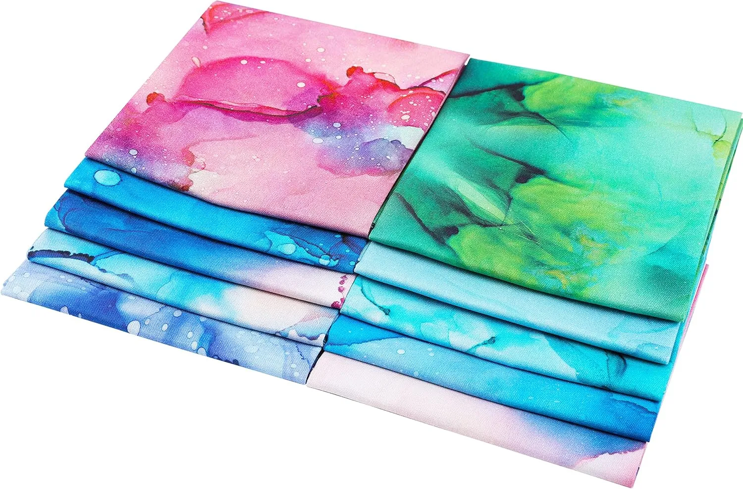 Craftido -25 Options- 100% Cotton Quilting Fabric Bundles 10pcs Fat Quarters 18”x21”-Medium Weight 5.2 oz- for Quilting, Sewing Project, Patchwork, DIY Crafts - Rainbow Inks
