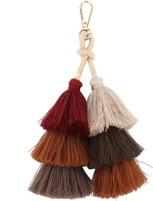 Crafts Tassels, Cotton Thread Tassel Keychain DIY Colorful for Keys for Handbags for Mobile Phones for Birthdays for Mother's Day(Coffee Color)