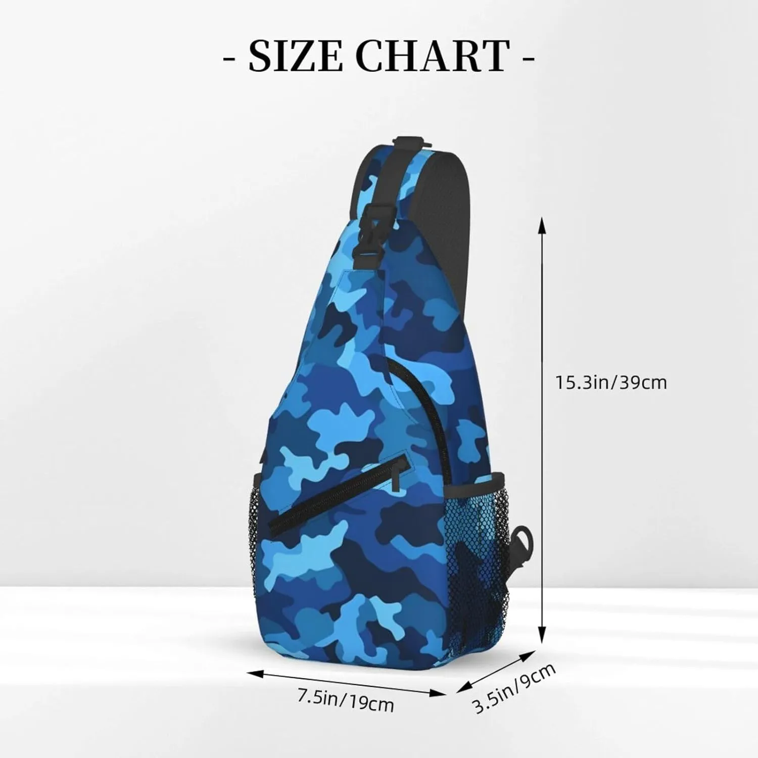 Cross Chest Bag Diagonally Sling Backpack Crossbody Shoulder Bag Blue Camo Sling Bag Travel Hiking Daypack