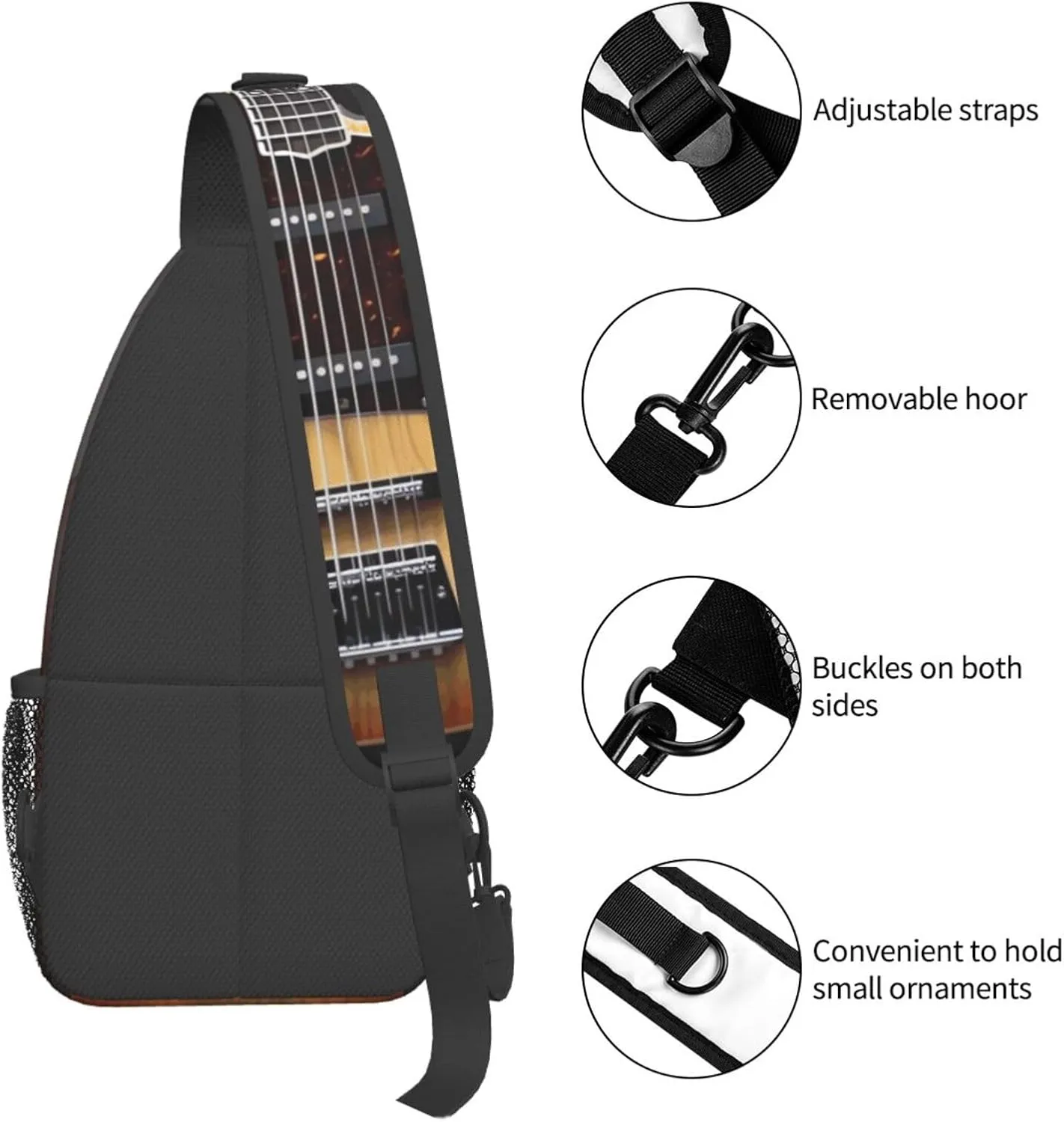 Cross Chest Bag Diagonally Sling Backpack Crossbody Shoulder Bag Guitar Musical instrument Sling Bag Travel Hiking Daypack