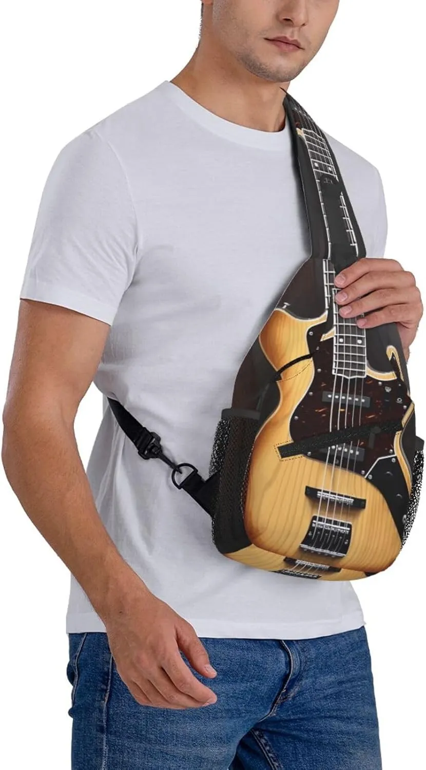 Cross Chest Bag Diagonally Sling Backpack Crossbody Shoulder Bag Guitar Musical instrument Sling Bag Travel Hiking Daypack