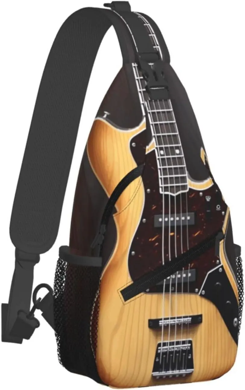Cross Chest Bag Diagonally Sling Backpack Crossbody Shoulder Bag Guitar Musical instrument Sling Bag Travel Hiking Daypack