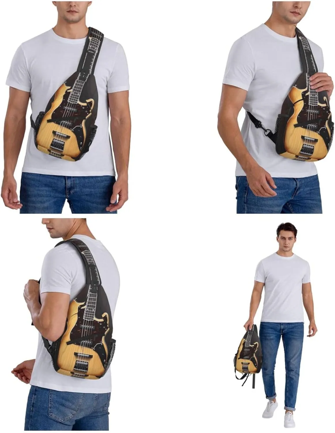 Cross Chest Bag Diagonally Sling Backpack Crossbody Shoulder Bag Guitar Musical instrument Sling Bag Travel Hiking Daypack