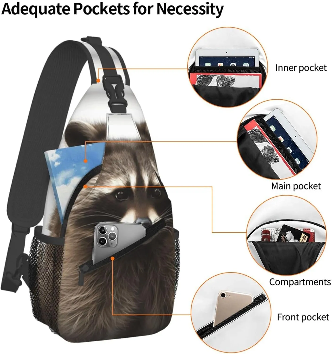 Cross Chest Bag Diagonally Sling Backpack Crossbody Shoulder Bag Horses Sling Bag Travel Hiking Daypack