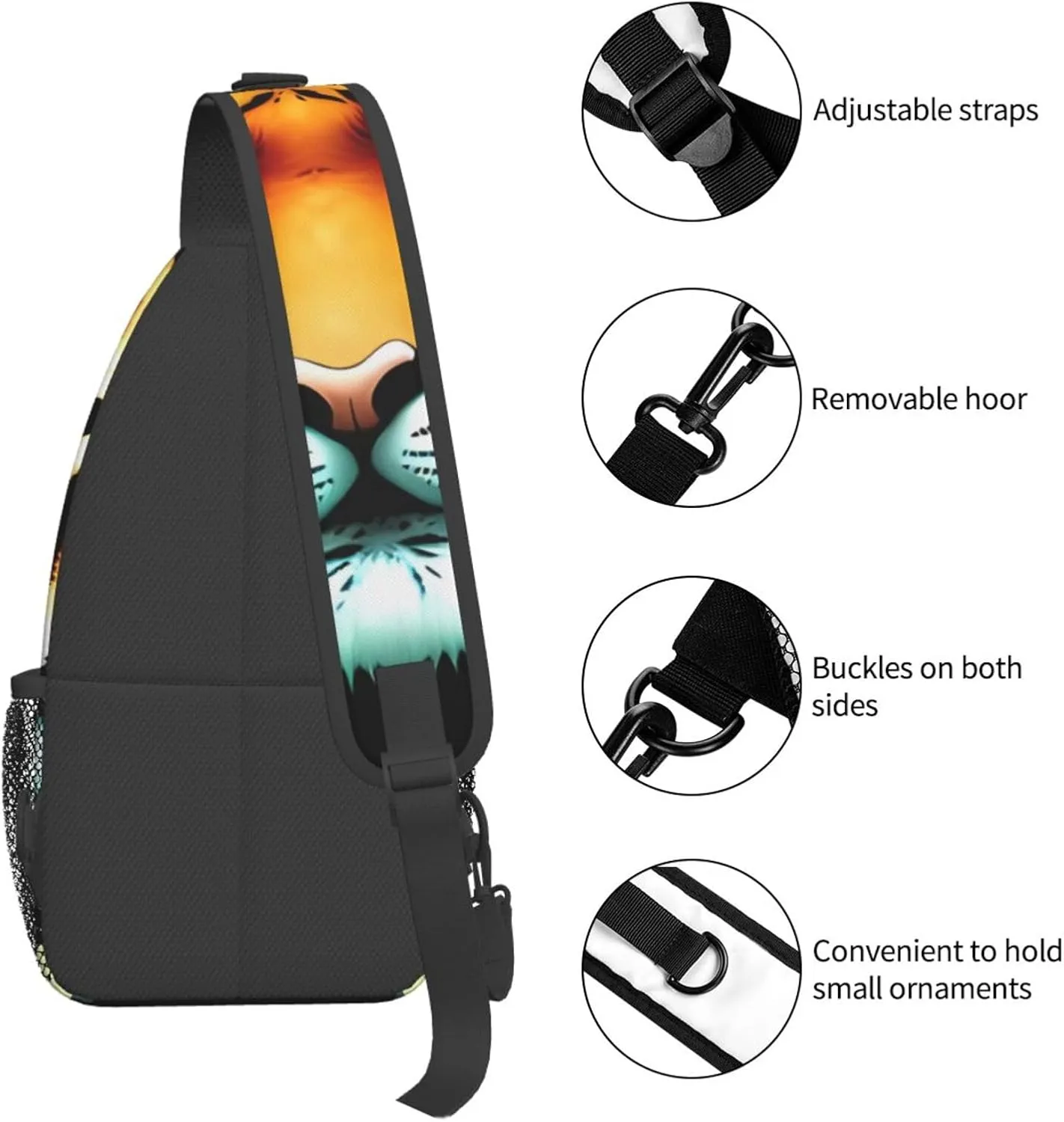 Cross Chest Bag Diagonally Sling Backpack Crossbody Shoulder Bag Lotus and Black Zen Stones Sling Bag Travel Hiking Daypack