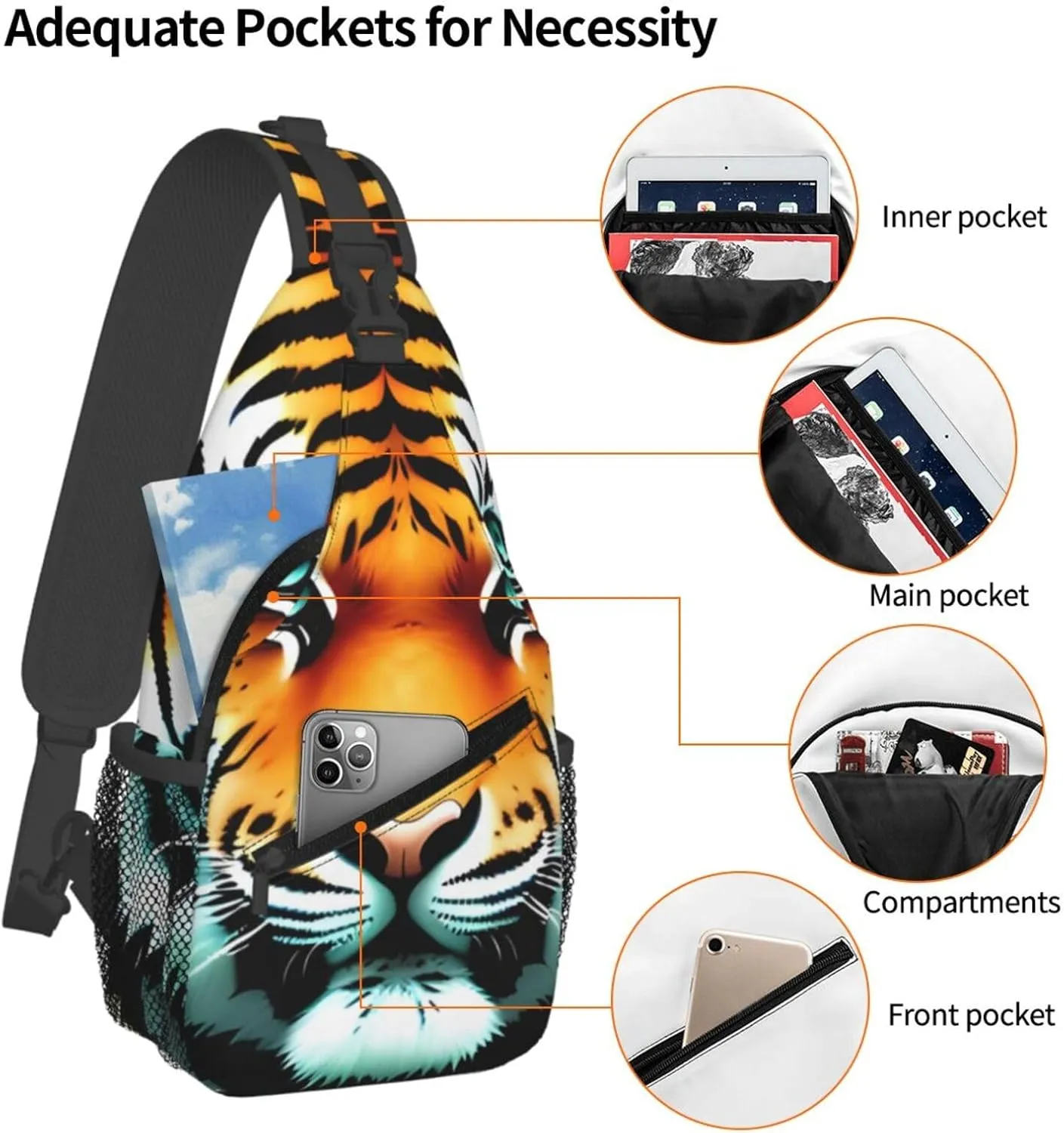 Cross Chest Bag Diagonally Sling Backpack Crossbody Shoulder Bag Lotus and Black Zen Stones Sling Bag Travel Hiking Daypack