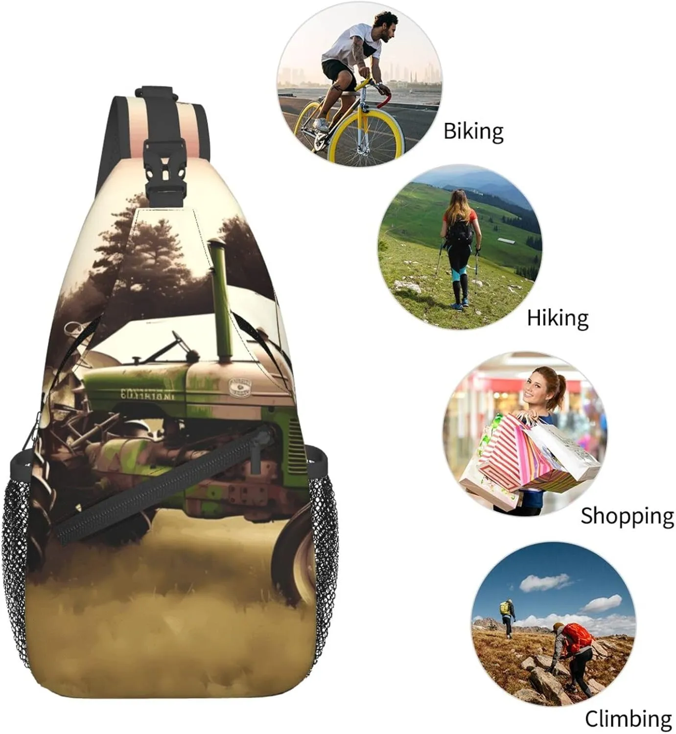 Cross Chest Bag Diagonally Sling Backpack Crossbody Shoulder Bag Owl Tree Branches Sling Bag Travel Hiking Daypack