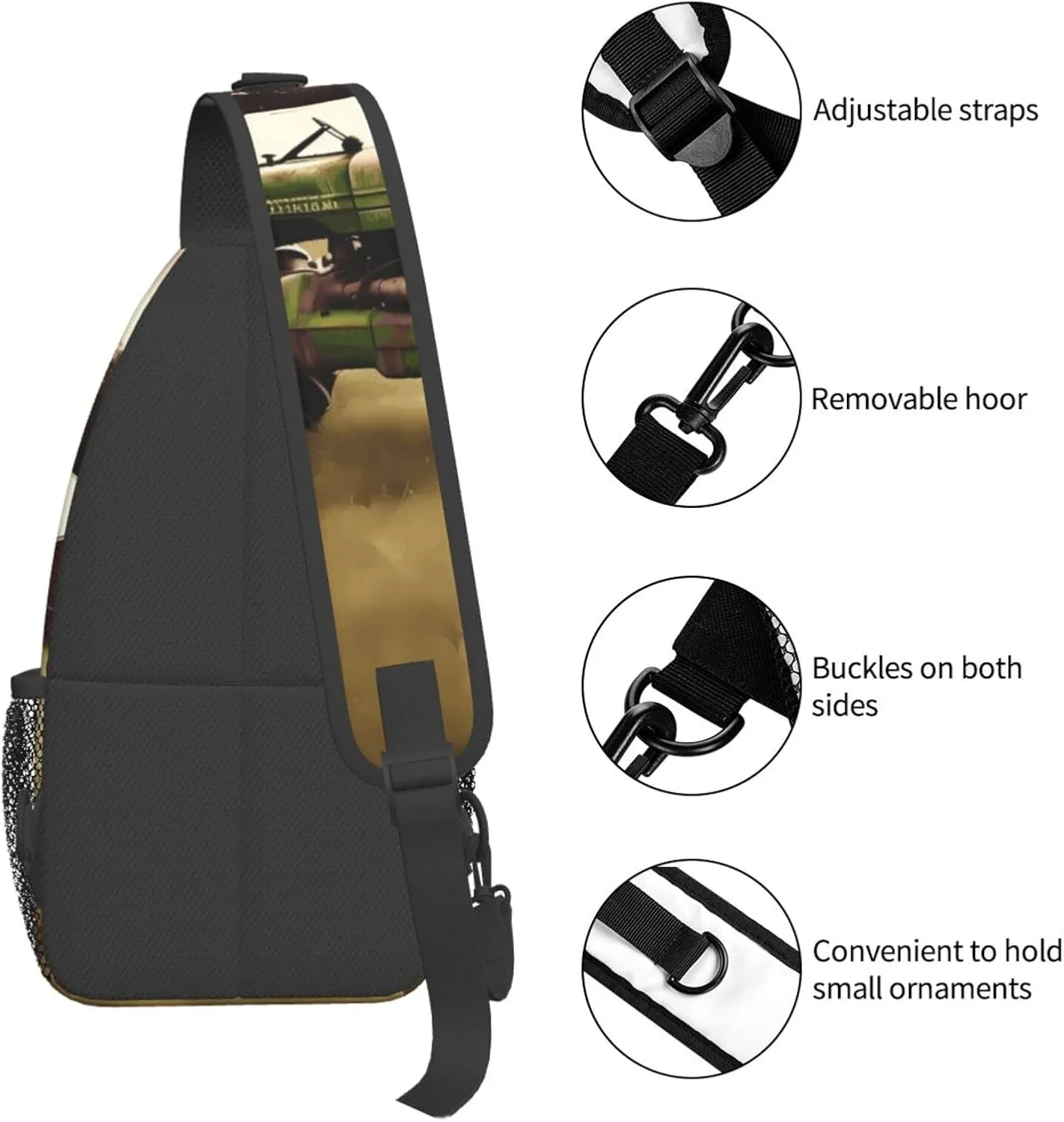 Cross Chest Bag Diagonally Sling Backpack Crossbody Shoulder Bag Owl Tree Branches Sling Bag Travel Hiking Daypack