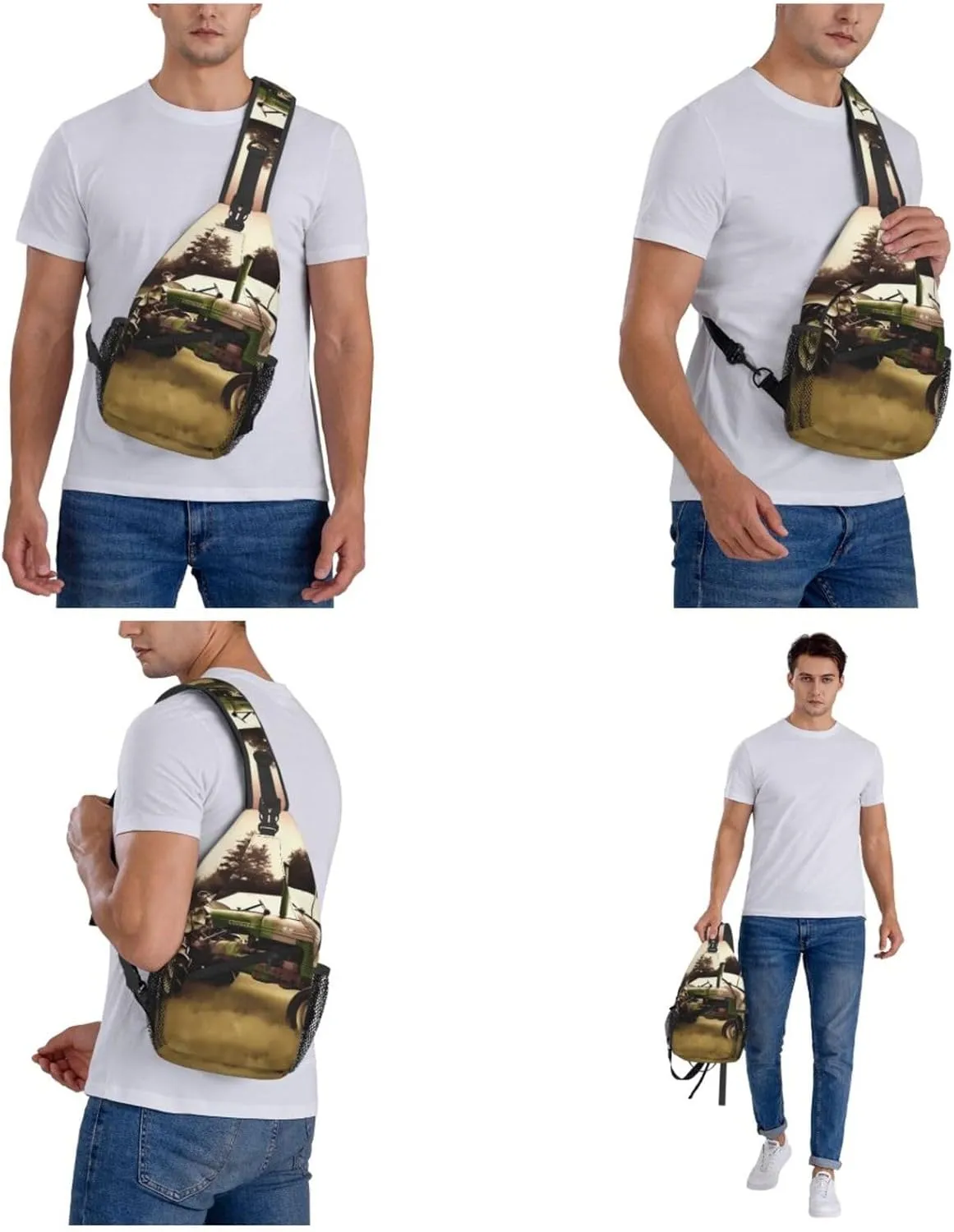 Cross Chest Bag Diagonally Sling Backpack Crossbody Shoulder Bag Owl Tree Branches Sling Bag Travel Hiking Daypack