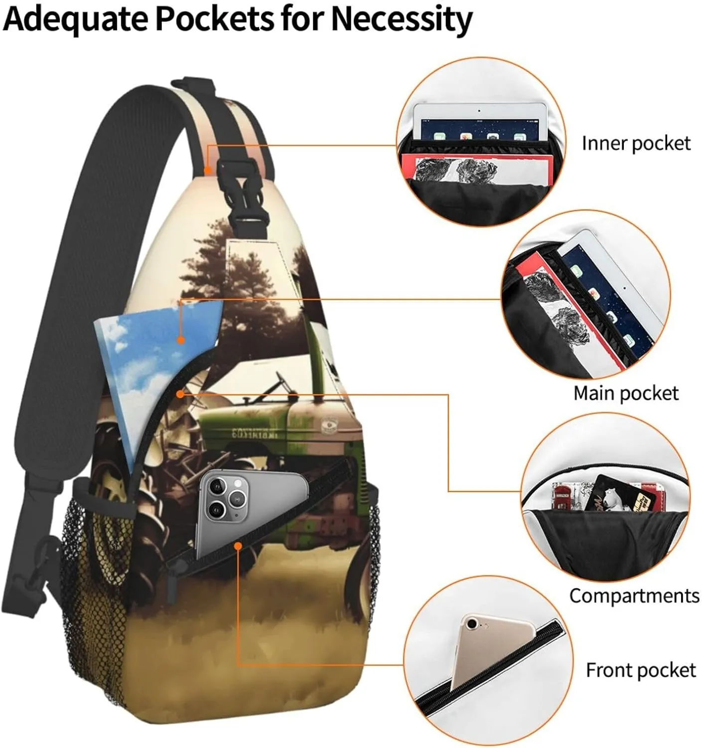 Cross Chest Bag Diagonally Sling Backpack Crossbody Shoulder Bag Owl Tree Branches Sling Bag Travel Hiking Daypack