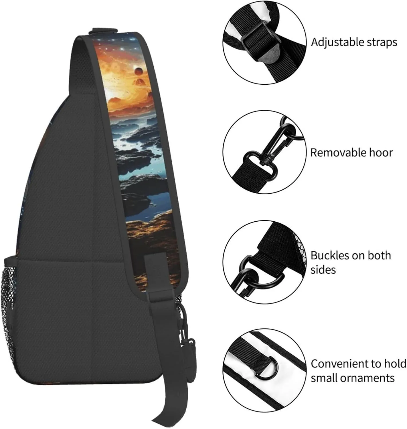 Cross Chest Bag Diagonally Sling Backpack Crossbody Shoulder Bag Polar Bears Northern Lights Sling Bag Travel Hiking Daypack