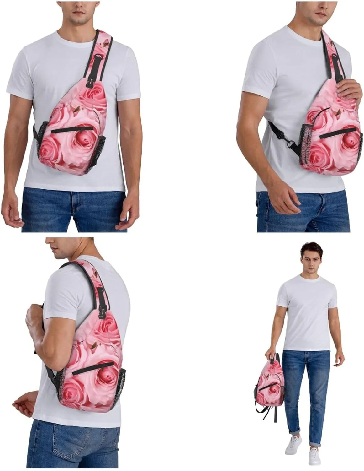 Cross Chest Bag Diagonally Sling Backpack Crossbody Shoulder Bag Polar Bears Northern Lights Sling Bag Travel Hiking Daypack