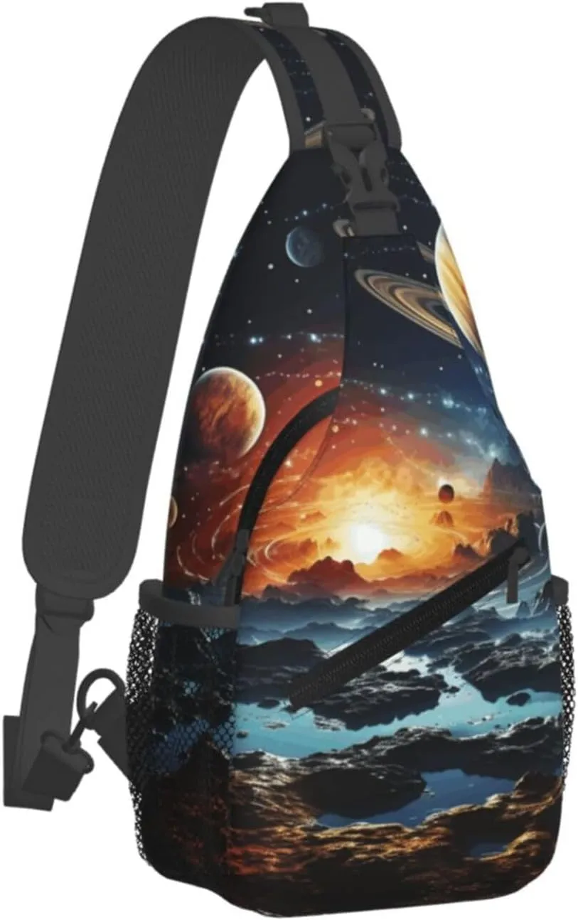 Cross Chest Bag Diagonally Sling Backpack Crossbody Shoulder Bag Polar Bears Northern Lights Sling Bag Travel Hiking Daypack
