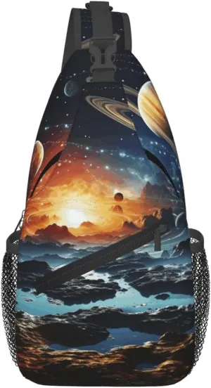 Cross Chest Bag Diagonally Sling Backpack Crossbody Shoulder Bag Polar Bears Northern Lights Sling Bag Travel Hiking Daypack