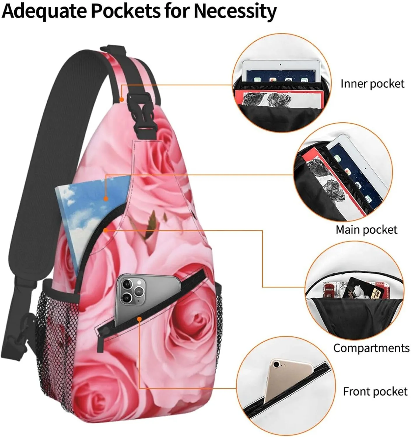Cross Chest Bag Diagonally Sling Backpack Crossbody Shoulder Bag Polar Bears Northern Lights Sling Bag Travel Hiking Daypack