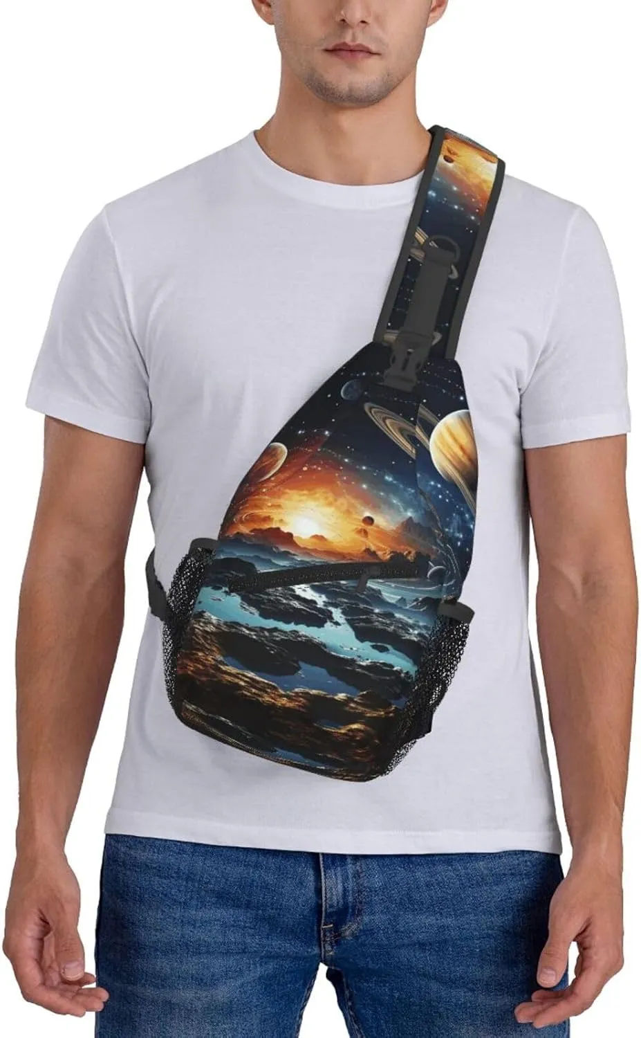 Cross Chest Bag Diagonally Sling Backpack Crossbody Shoulder Bag Polar Bears Northern Lights Sling Bag Travel Hiking Daypack