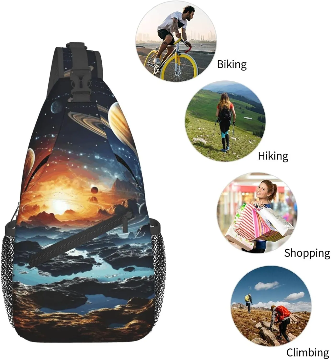 Cross Chest Bag Diagonally Sling Backpack Crossbody Shoulder Bag Polar Bears Northern Lights Sling Bag Travel Hiking Daypack