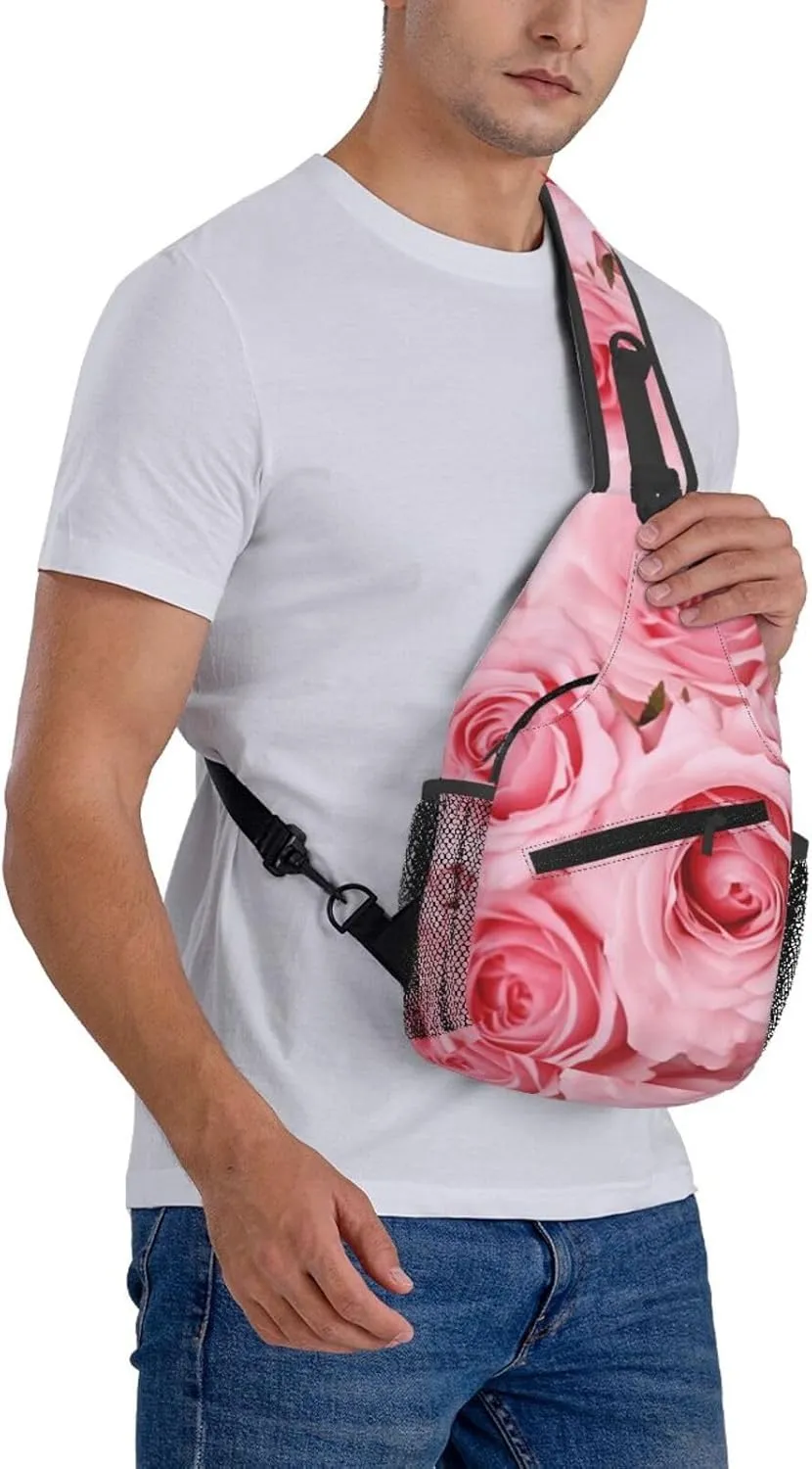 Cross Chest Bag Diagonally Sling Backpack Crossbody Shoulder Bag Polar Bears Northern Lights Sling Bag Travel Hiking Daypack