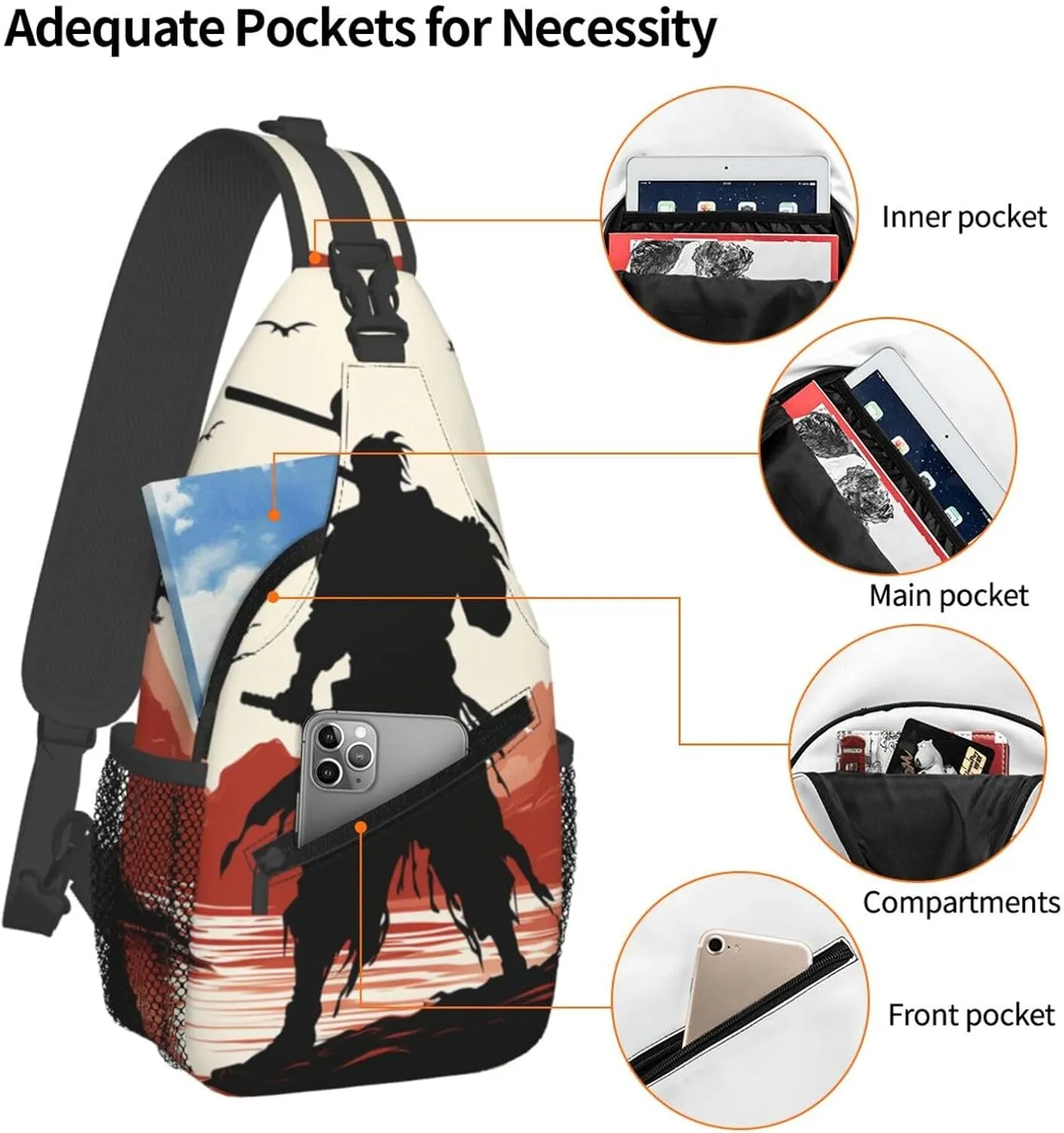 Cross Chest Bag Diagonally Sling Backpack Crossbody Shoulder Bag Seals on ice Sling Bag Travel Hiking Daypack