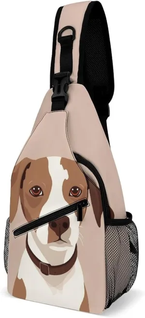 Cross Chest Bag Diagonally Sling Backpack Crossbody Shoulder Bags Animation Style Dog Sling Bag Travel Hiking Daypack