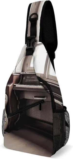 Cross Chest Bag Diagonally Sling Backpack Crossbody Shoulder Bags Guitar Bass Music Musical Instruments Sling Bag Travel Hiking Daypack