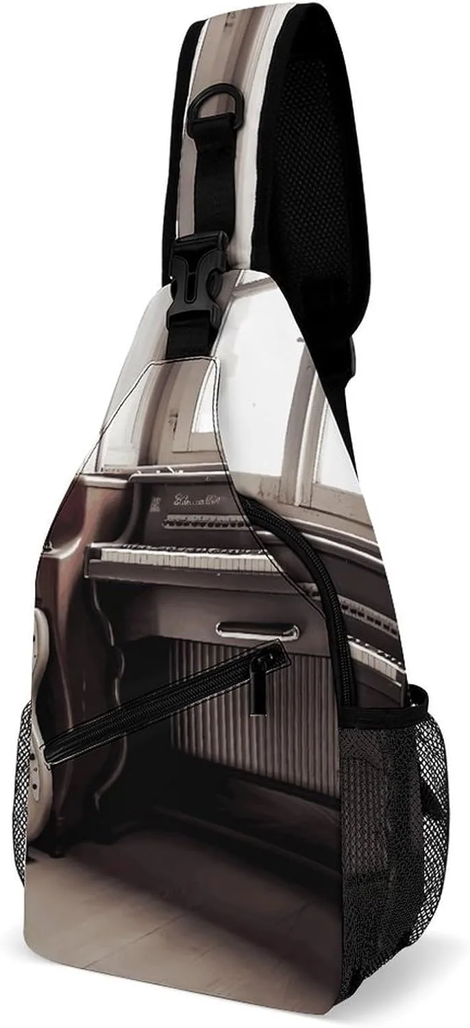 Cross Chest Bag Diagonally Sling Backpack Crossbody Shoulder Bags Guitar Bass Music Musical Instruments Sling Bag Travel Hiking Daypack
