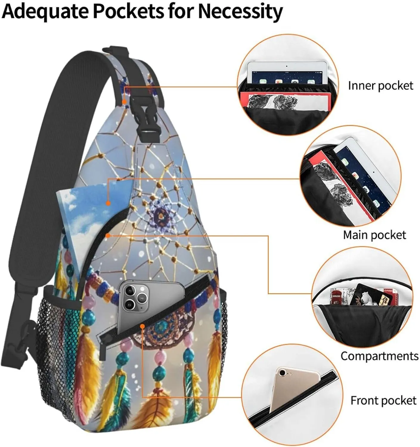 Cross Chest Bag Sling Backpack Cute Sea Animal Manatee Sling Bag Crossbody Shoulder Bag Travel Hiking Daypack