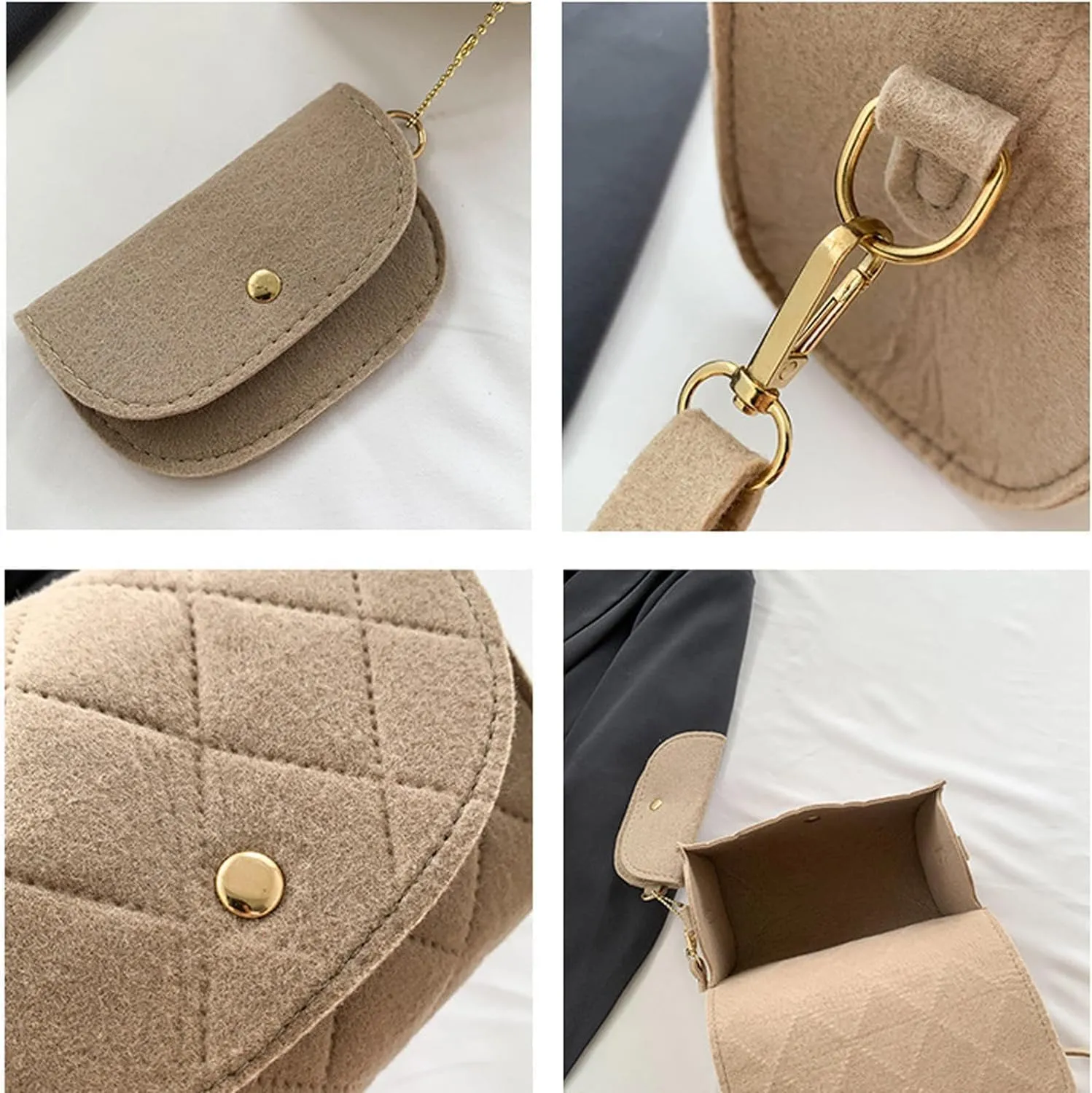Crossbody Bags for Women Felt Crossbody Purses for Women Shoulder Bag Clutch Shoulder HandBag with Adjustable Strap