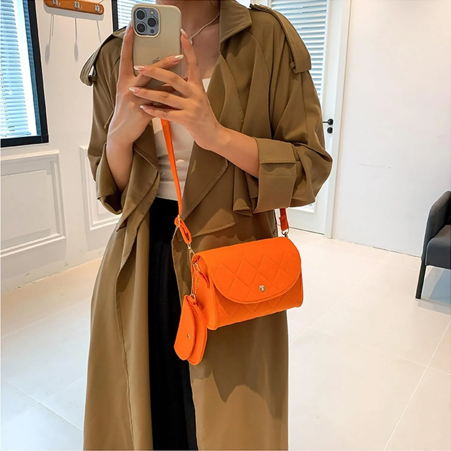 Crossbody Bags for Women Felt Crossbody Purses for Women Shoulder Bag Clutch Shoulder HandBag with Adjustable Strap