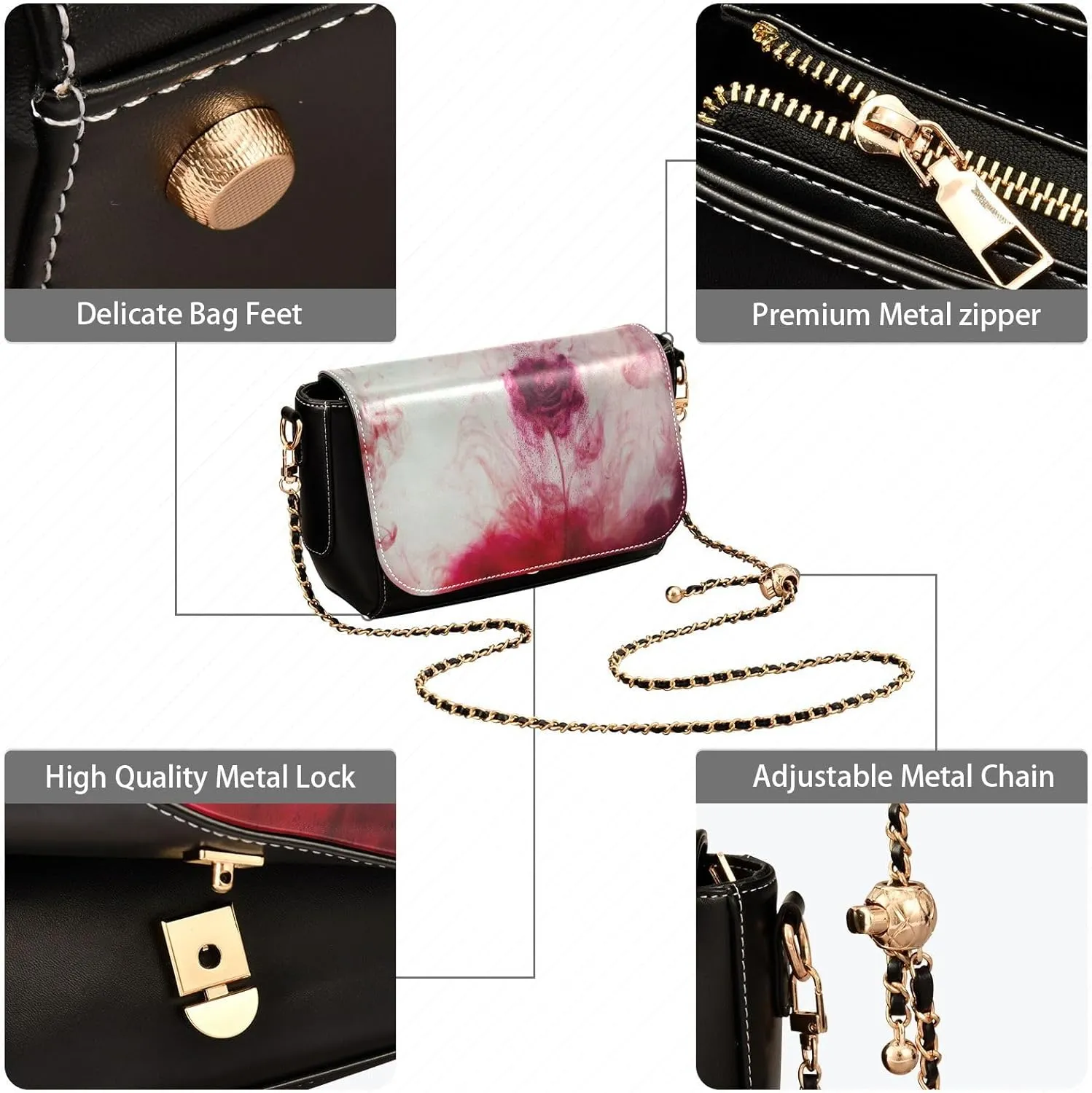 Crossbody Bags for Women Trendy Women's Black Shoulder Bag Small PU Leather Flap Cross Body Bag Handbags