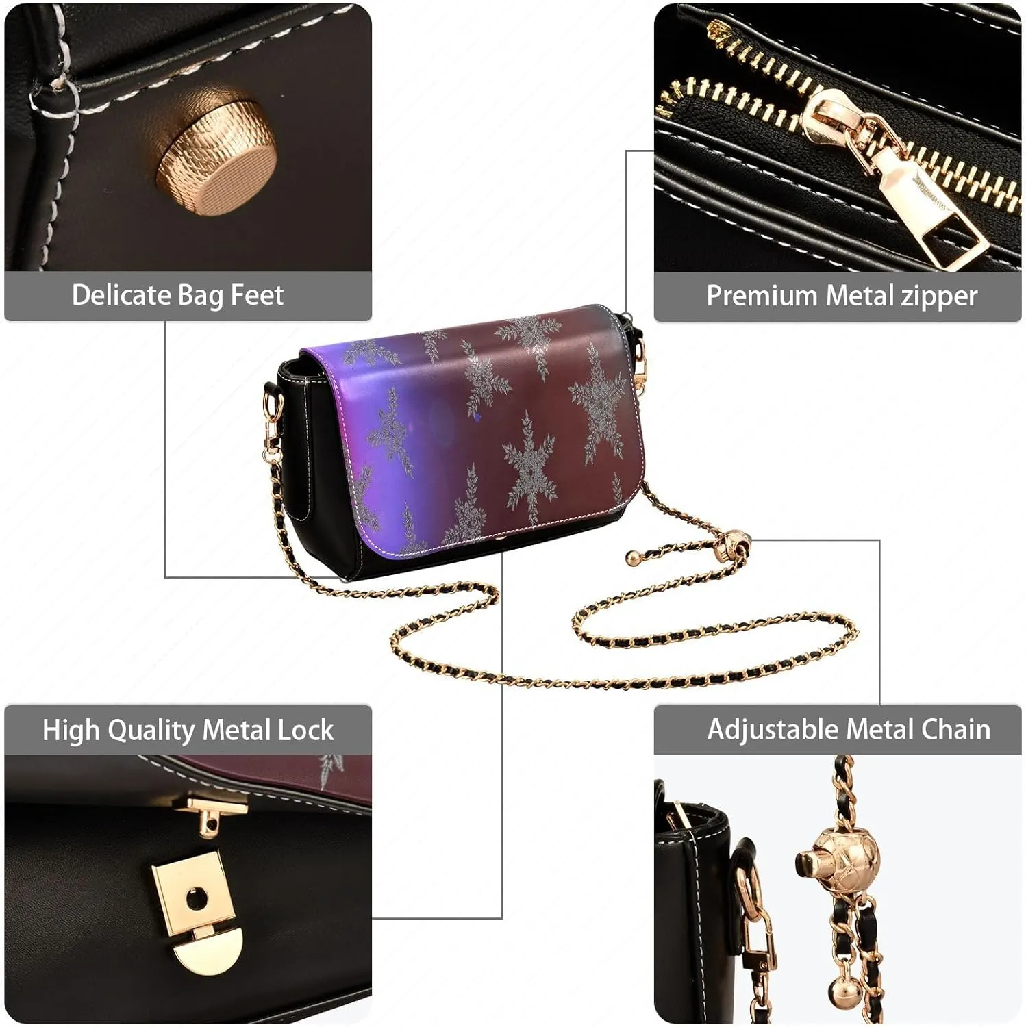 Crossbody Bags for Women Trendy Women's Black Shoulder Bag Small PU Leather Flap Cross Body Bag Handbags