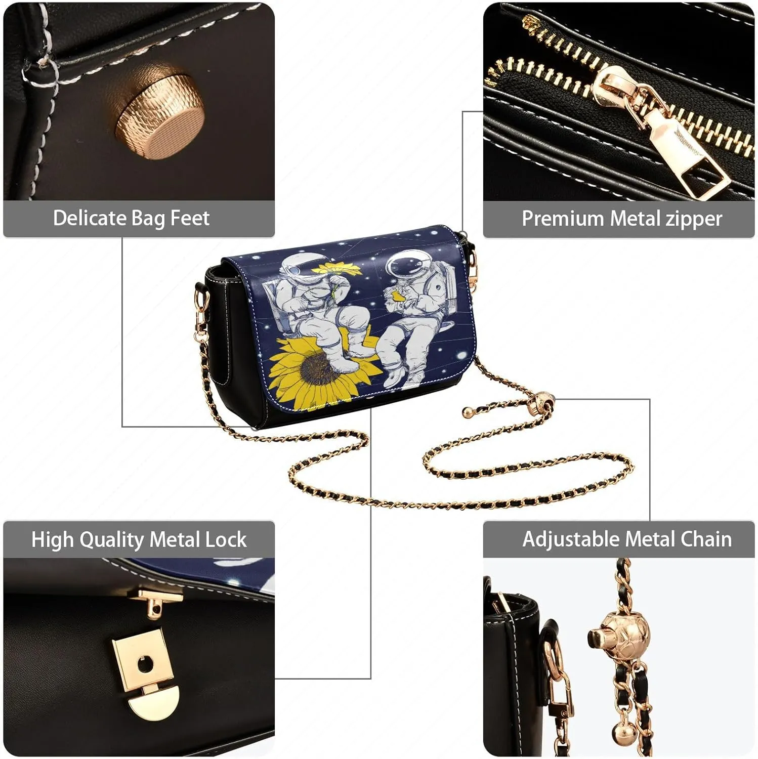Crossbody Bags for Women Trendy Women's Black Shoulder Bag Small PU Leather Flap Cross Body Bag Handbags
