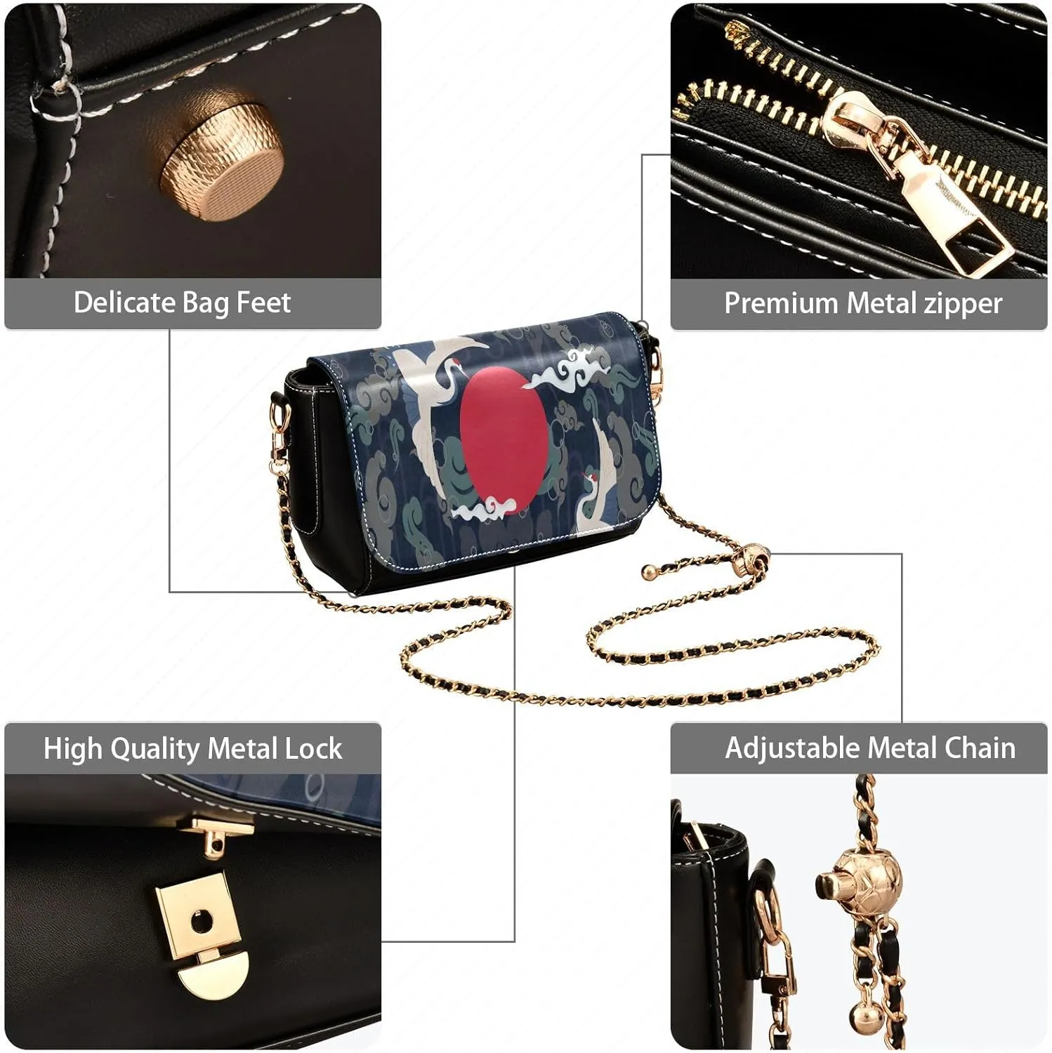 Crossbody Bags for Women Trendy Women's Black Shoulder Bag Small PU Leather Flap Cross Body Bag Handbags