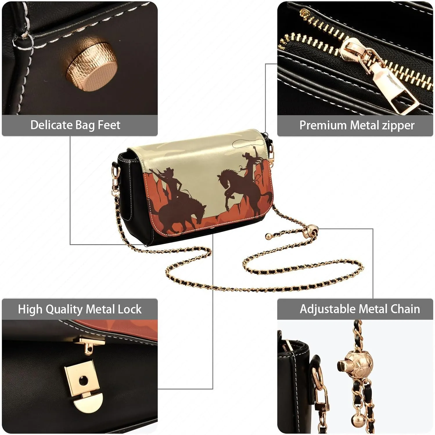 Crossbody Bags for Women Trendy Women's Black Shoulder Bag Small PU Leather Flap Cross Body Bag Handbags