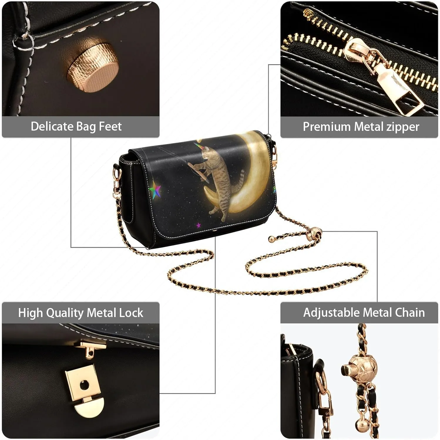 Crossbody Bags for Women Trendy Women's Black Shoulder Bag Small PU Leather Flap Cross Body Bag Handbags