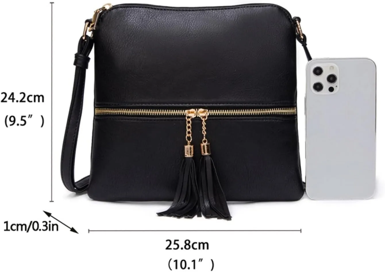 Crossbody Bags For Women with Tassels Adjustable Strap PU Leather Trendy Shoulder Bag Cross Body Bag Handbags