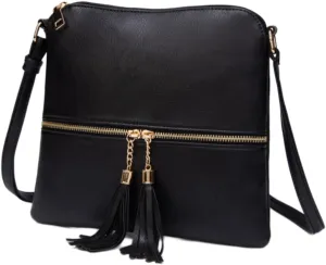 Crossbody Bags For Women with Tassels Adjustable Strap PU Leather Trendy Shoulder Bag Cross Body Bag Handbags