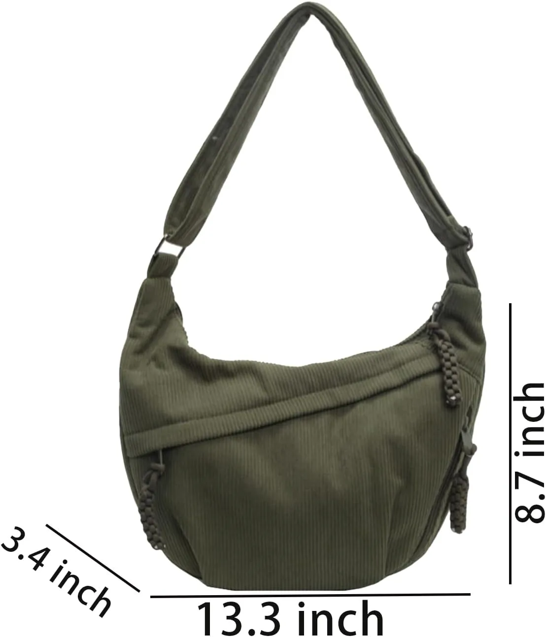 Crossbody Nylon Crescent Bag for Women - Lightweight Small Hobo With 2 Pack Inner Dumpling Bag - Casual