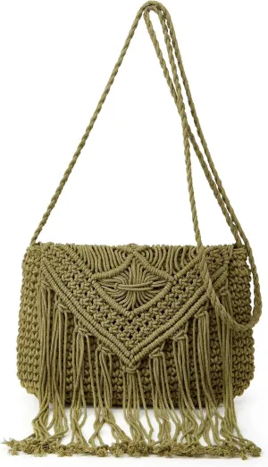 Crossbody Purse for Women Cute Macrame Hobo Satchel Bags Knit Summer Beach Bag Tassels Shoulder Crochet Tote Handbag