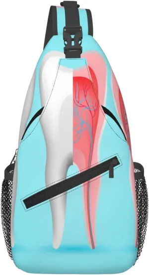 Crossbody Sling Bag for Men Women, Dentist Tooth Sling Backpack Shoulder Chest Bag, Anti Theft Travel Hiking Daypacks