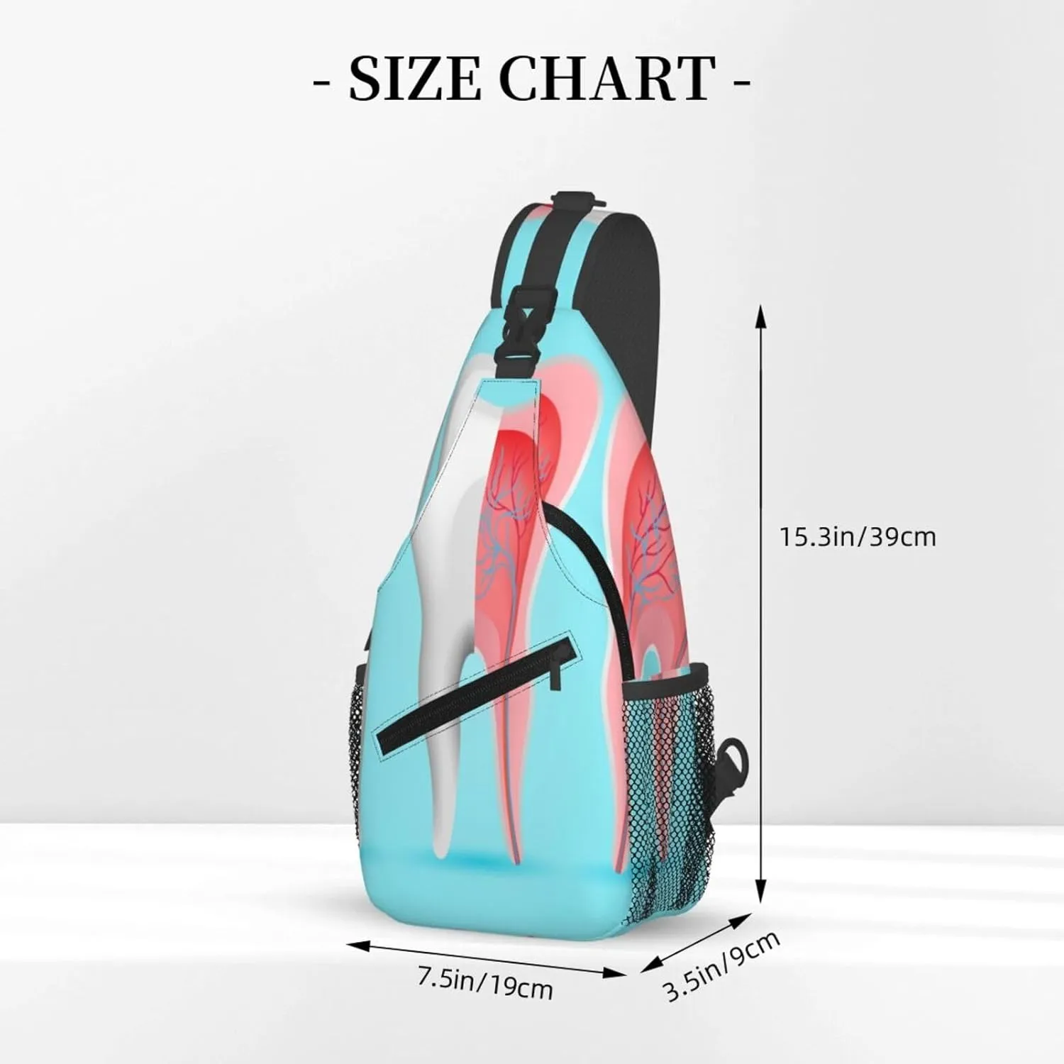 Crossbody Sling Bag for Men Women, Dentist Tooth Sling Backpack Shoulder Chest Bag, Anti Theft Travel Hiking Daypacks