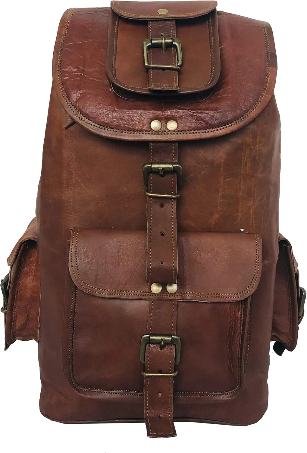 cuero 16'' Genuine Leather Vintage Handmade Casual Messenger Laptop Backpack Travel Rucksack Bag