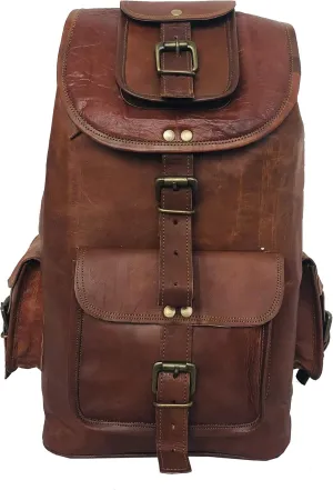 cuero 16'' Genuine Leather Vintage Handmade Casual Messenger Laptop Backpack Travel Rucksack Bag