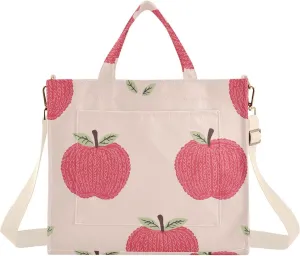 Cute Apples Corduroy Tote Bag for Women Hobo Crossbody Bag Purse Stylish Shoulder Handbag Messenger Bags, S