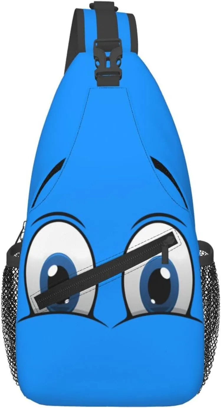 Cute Funny Cartoon Sketch Eyes Crossbody Bag Cross Chest Bag Adjustable Sling Backpack Sports Gym Shoulder Bags Travel Cycling Daypack Diagonally Casual Rucksack