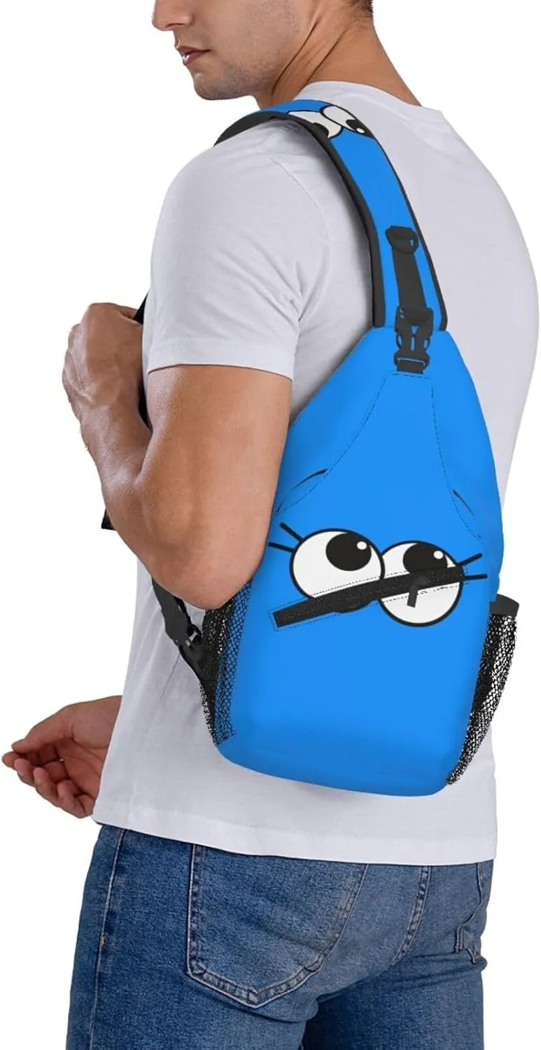 Cute Funny Cartoon Sketch Eyes Crossbody Bag Cross Chest Bag Adjustable Sling Backpack Sports Gym Shoulder Bags Travel Cycling Daypack Diagonally Casual Rucksack