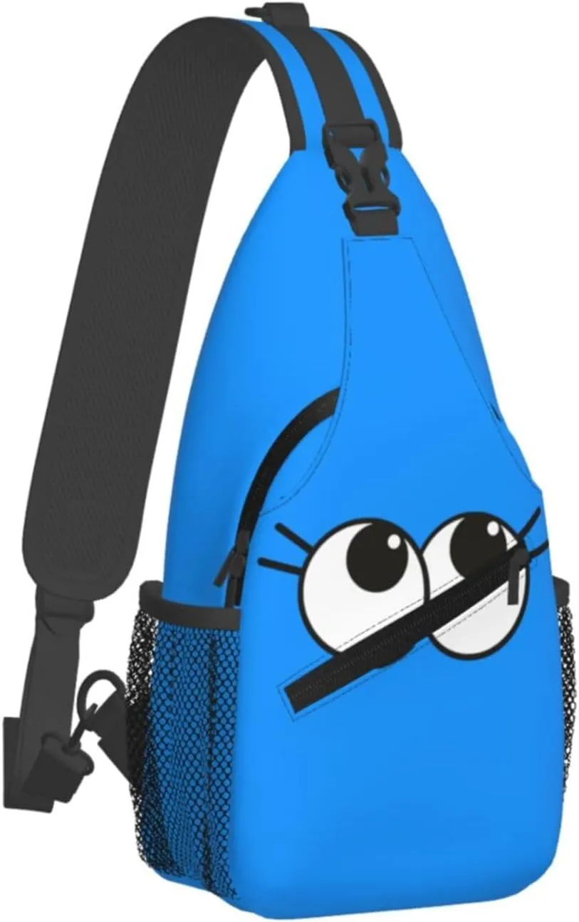 Cute Funny Cartoon Sketch Eyes Crossbody Bag Cross Chest Bag Adjustable Sling Backpack Sports Gym Shoulder Bags Travel Cycling Daypack Diagonally Casual Rucksack