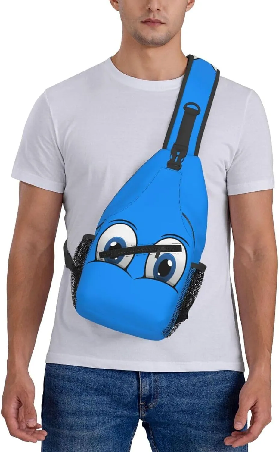Cute Funny Cartoon Sketch Eyes Crossbody Bag Cross Chest Bag Adjustable Sling Backpack Sports Gym Shoulder Bags Travel Cycling Daypack Diagonally Casual Rucksack